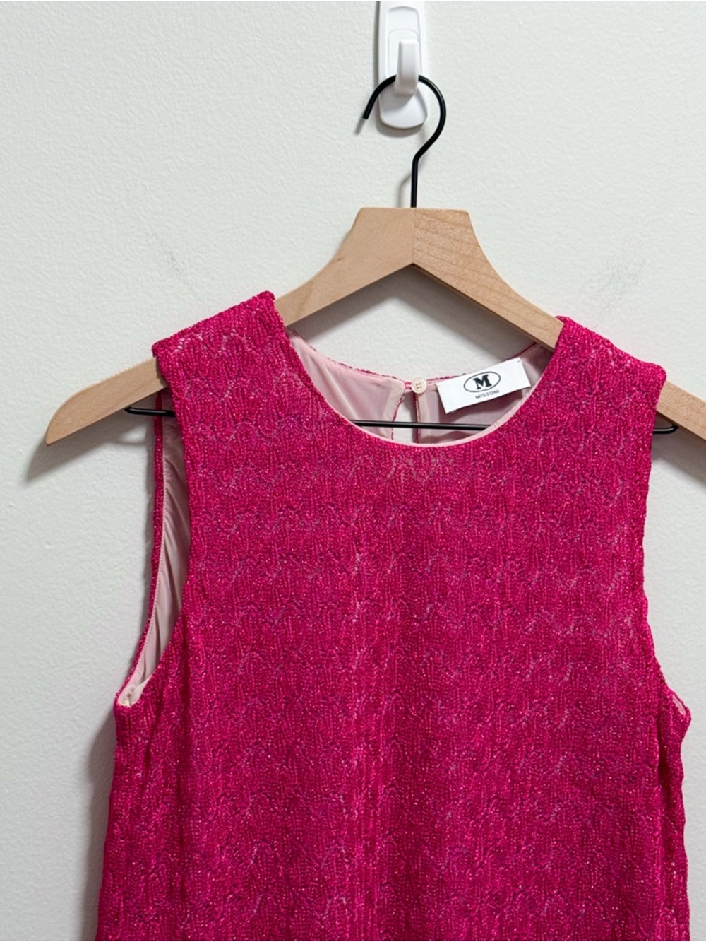 M Missoni sequin embellished crochet knit hot pink lurex Mini Dress luxury - Picture 10 of 13